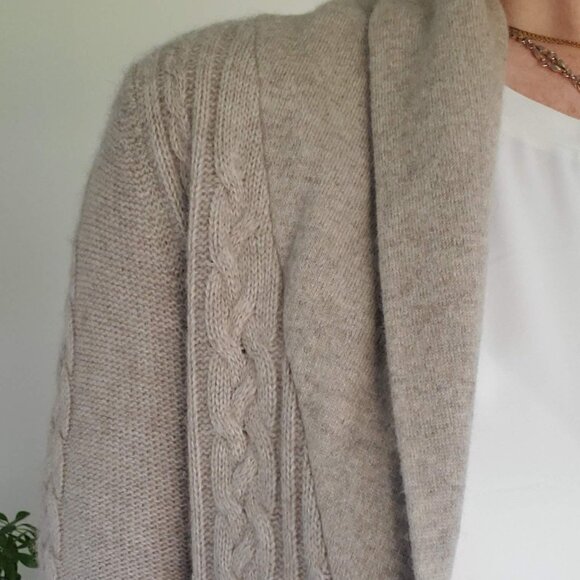 Cynthia Rowley / 100% Cashmere Cable-knit Cardigan / Tan, Size S - Picture 3 of 11